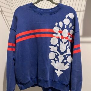 FP Movement by Free People Blue and Red Crew Neck Sweater